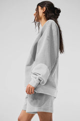 Make Waves Crew Neck Pullover - Athletic Heather Grey Tonal