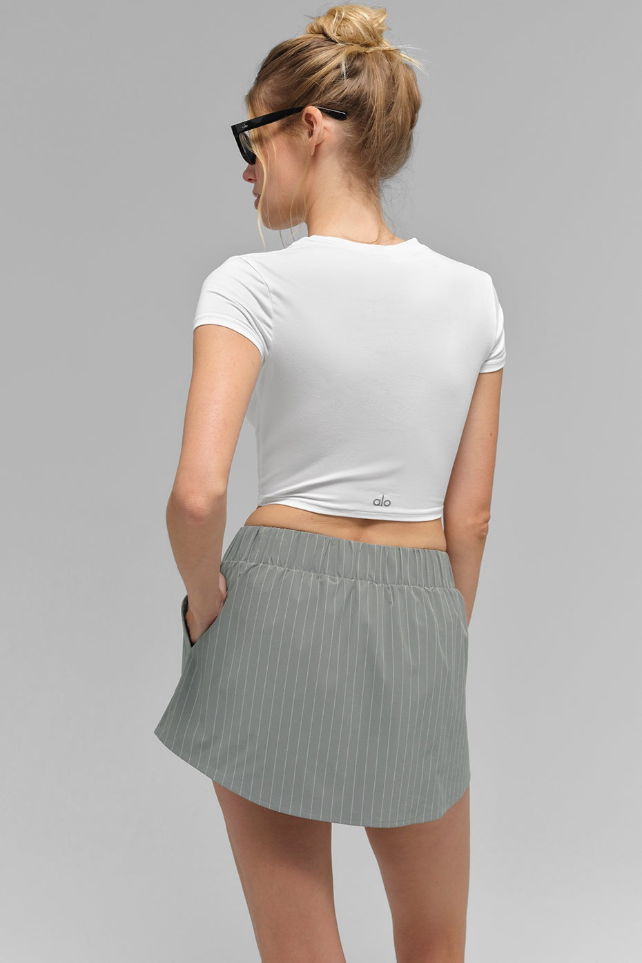 Pinstripe Daylight Mini Skirt - Lunar Grey/White