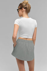 Pinstripe Daylight Mini Skirt - Lunar Grey/White