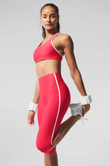 Airlift High-Waist Super Sleek Contrast Capri - Candy Red/White