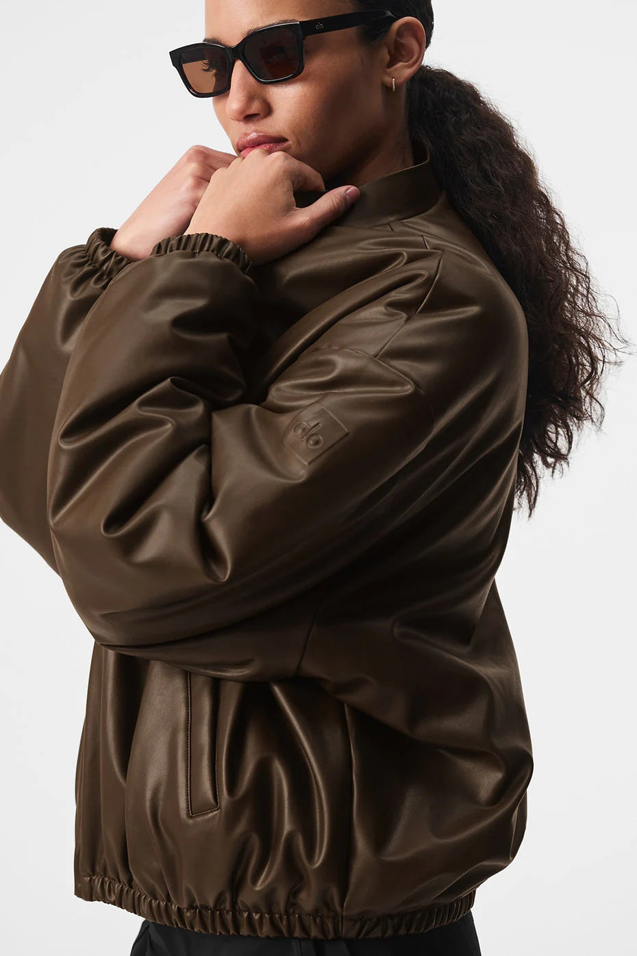Faux Leather Premier Bomber - Espresso