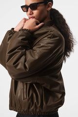 Faux Leather Premier Bomber - Espresso