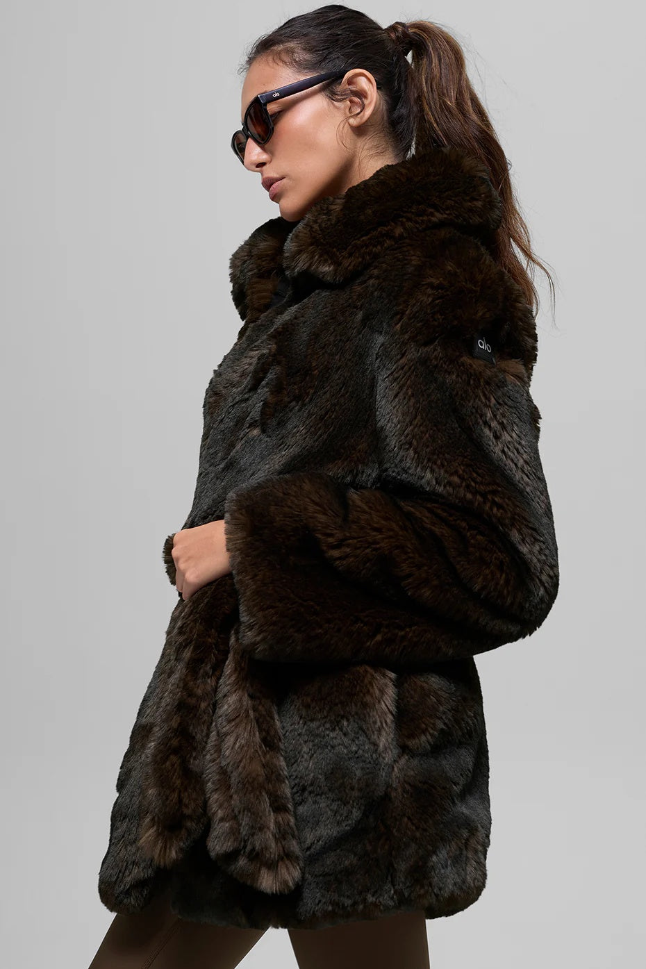 Faux Fur Starstruck Coat - Midnight Brown/Black