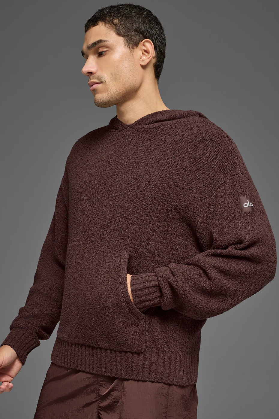 Textured Knit Hoodie - Brownstone