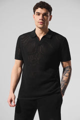 Open-Knit Polo - Black