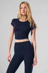 Alosoft Crop Finesse Short Sleeve - Navy