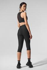 Airlift Mesh High-Waist Just Right Capri - Black