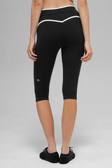 Airbrush High-Waist Race Pace Capri - Black/White