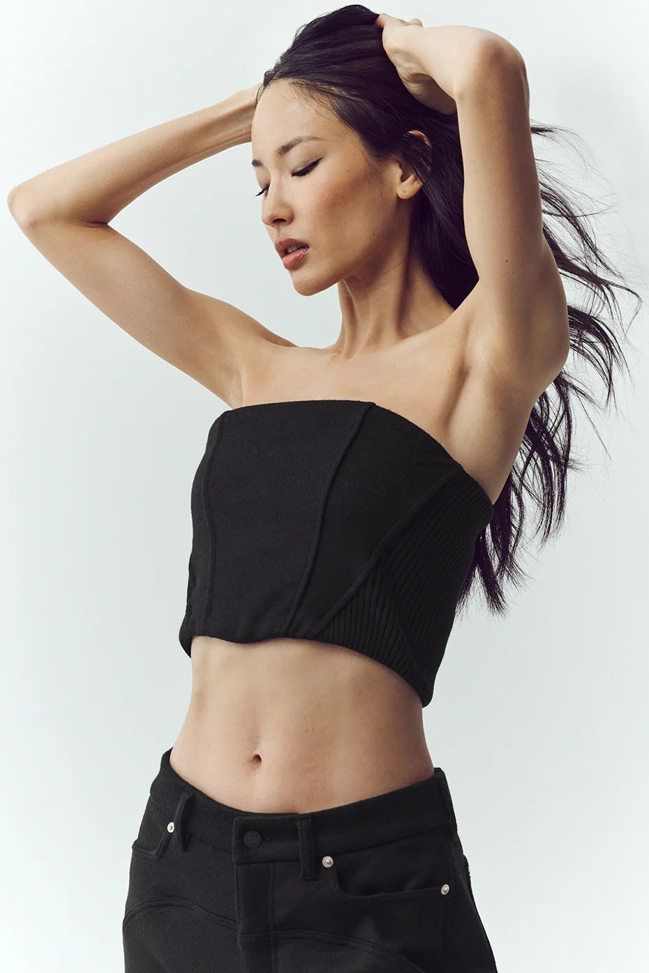 Wool Blend Nightcap Corset Top - Black