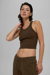 Goddess Ribbed Go-To Tank - Espresso