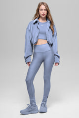 Ribbed Velour Cropped Mountain Side Jacket - Winter Frost