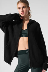 Wool Cashmere New Class Full Zip Hoodie - Black