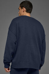 Unisex Wool Cashmere New Class Crewneck Sweater - Navy