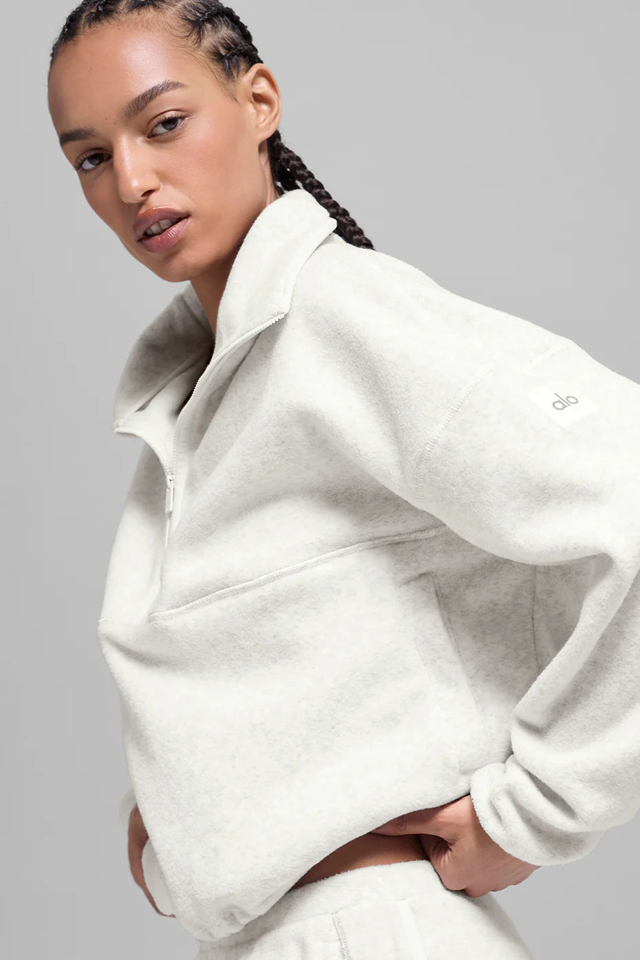 Polar Fleece Retreat Cover Up - White Heather Grey