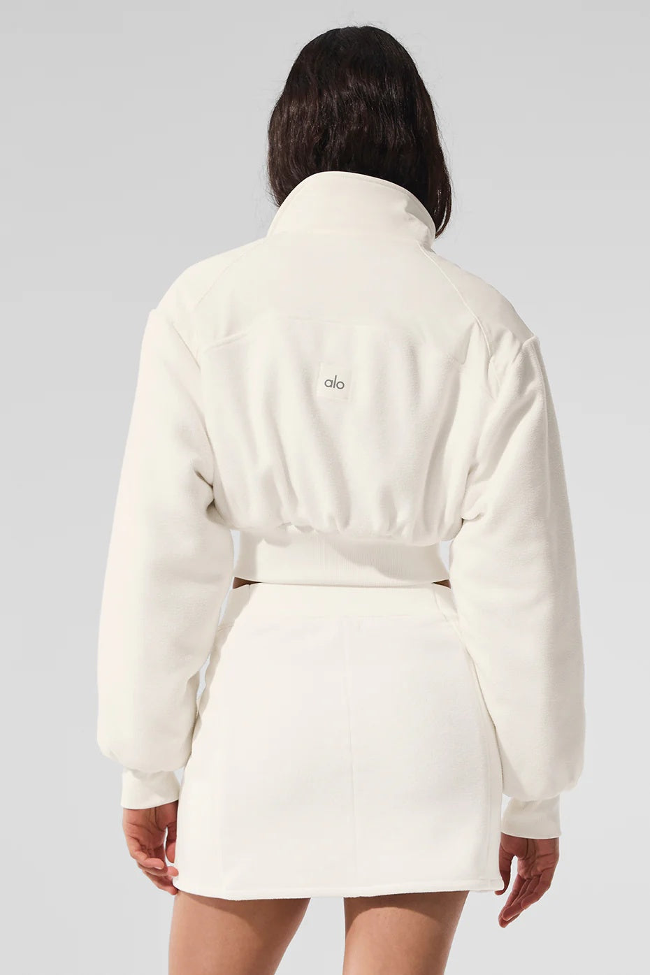 Polar Fleece Cropped Wintry Mix Jacket - Ivory