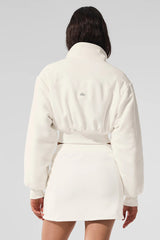 Polar Fleece Cropped Wintry Mix Jacket - Ivory