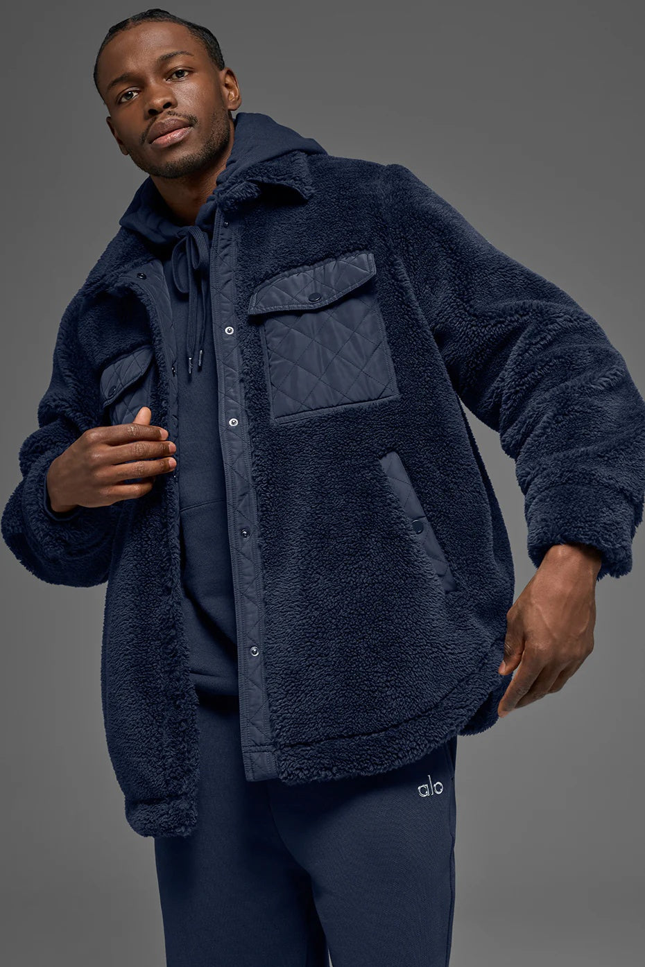 Sherpa Edge Shacket - Navy