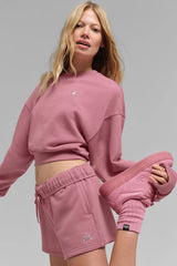 Unisex Half-Crew Scrunch Sock - Pink Wild Rose