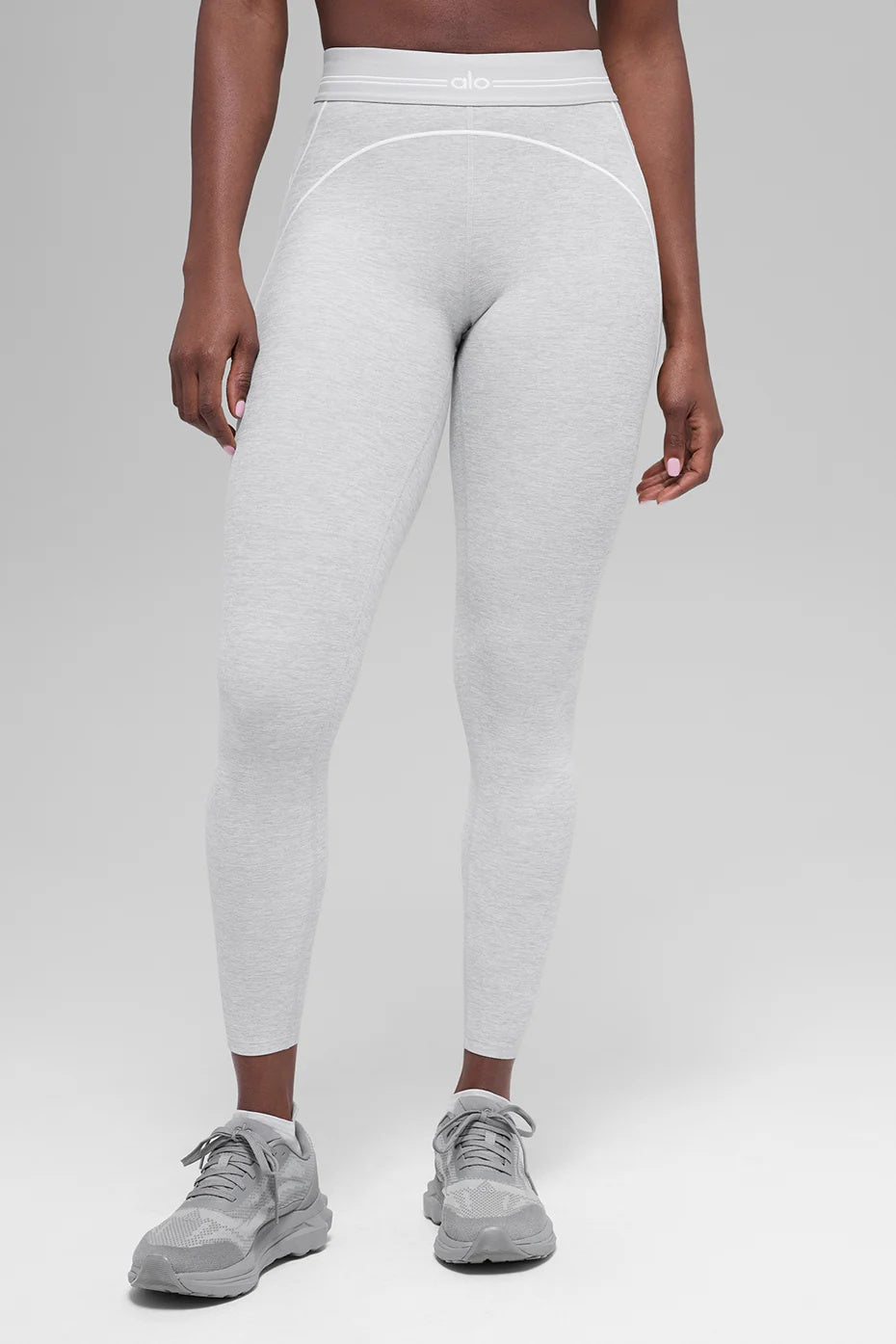 7/8 High-Waist Alosoft Heart Throb Legging - Athletic Heather Grey/White