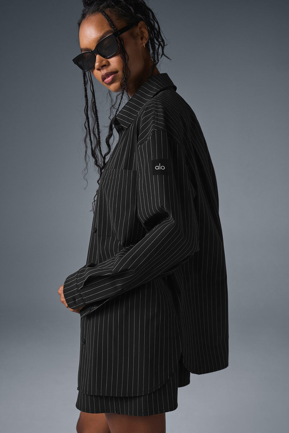 Pinstripe Daylight Button Down Long Sleeve - Black/Titanium