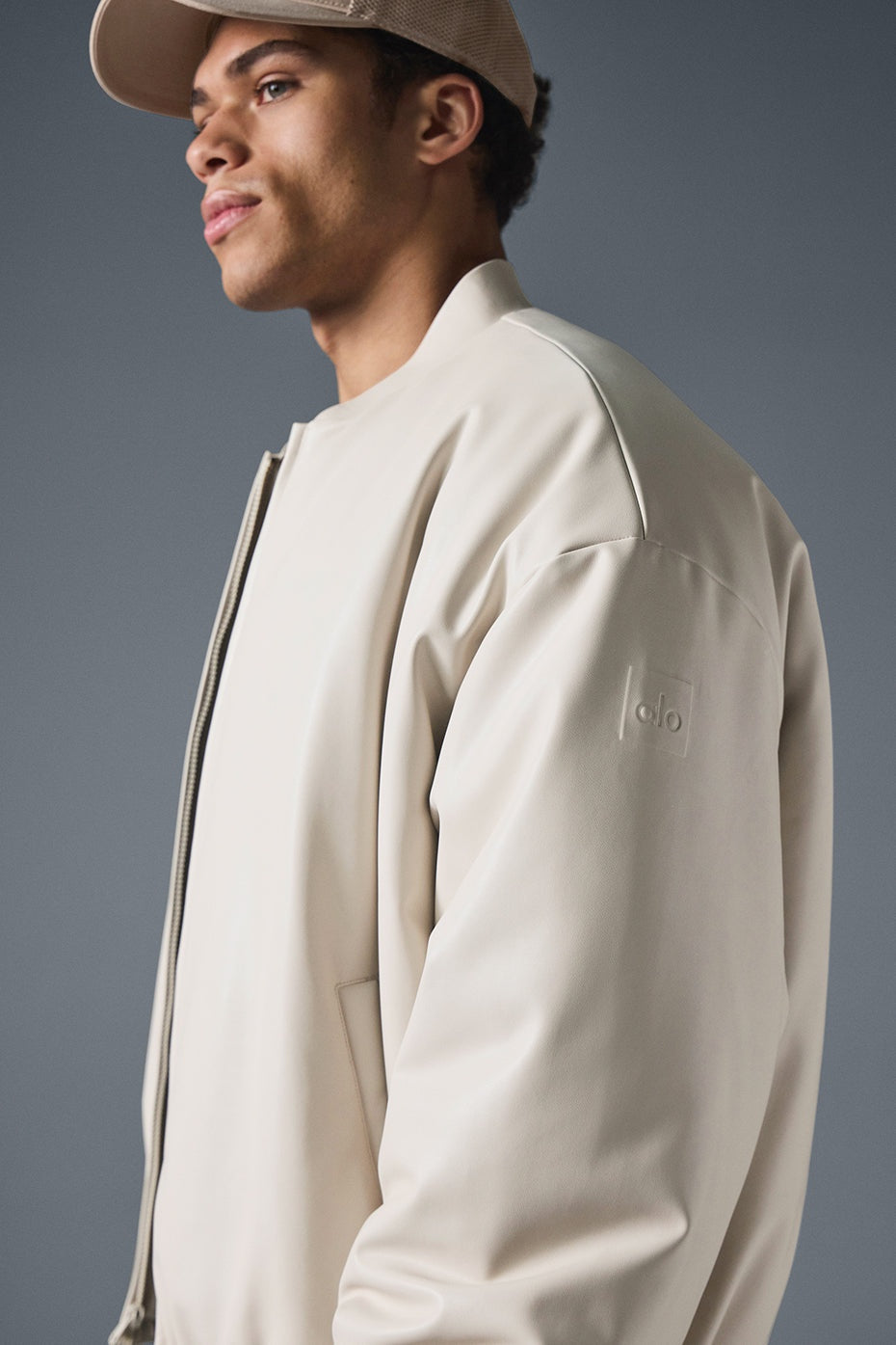 Faux Leather Premier Bomber - Bone