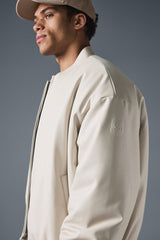 Faux Leather Premier Bomber - Bone