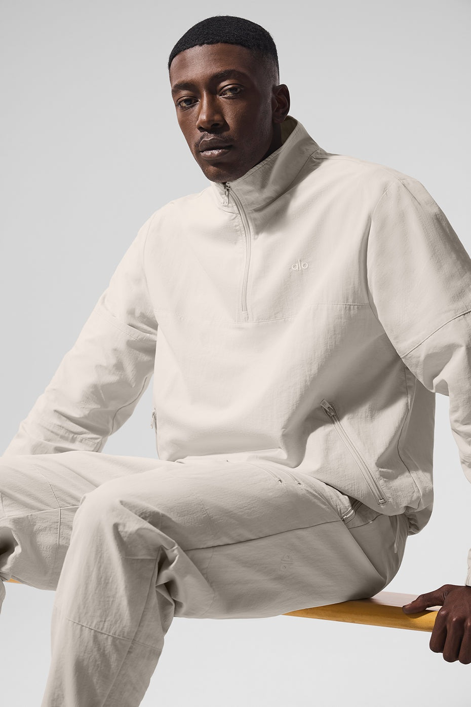 Light Weight Takeaway Track Pullover - Bone