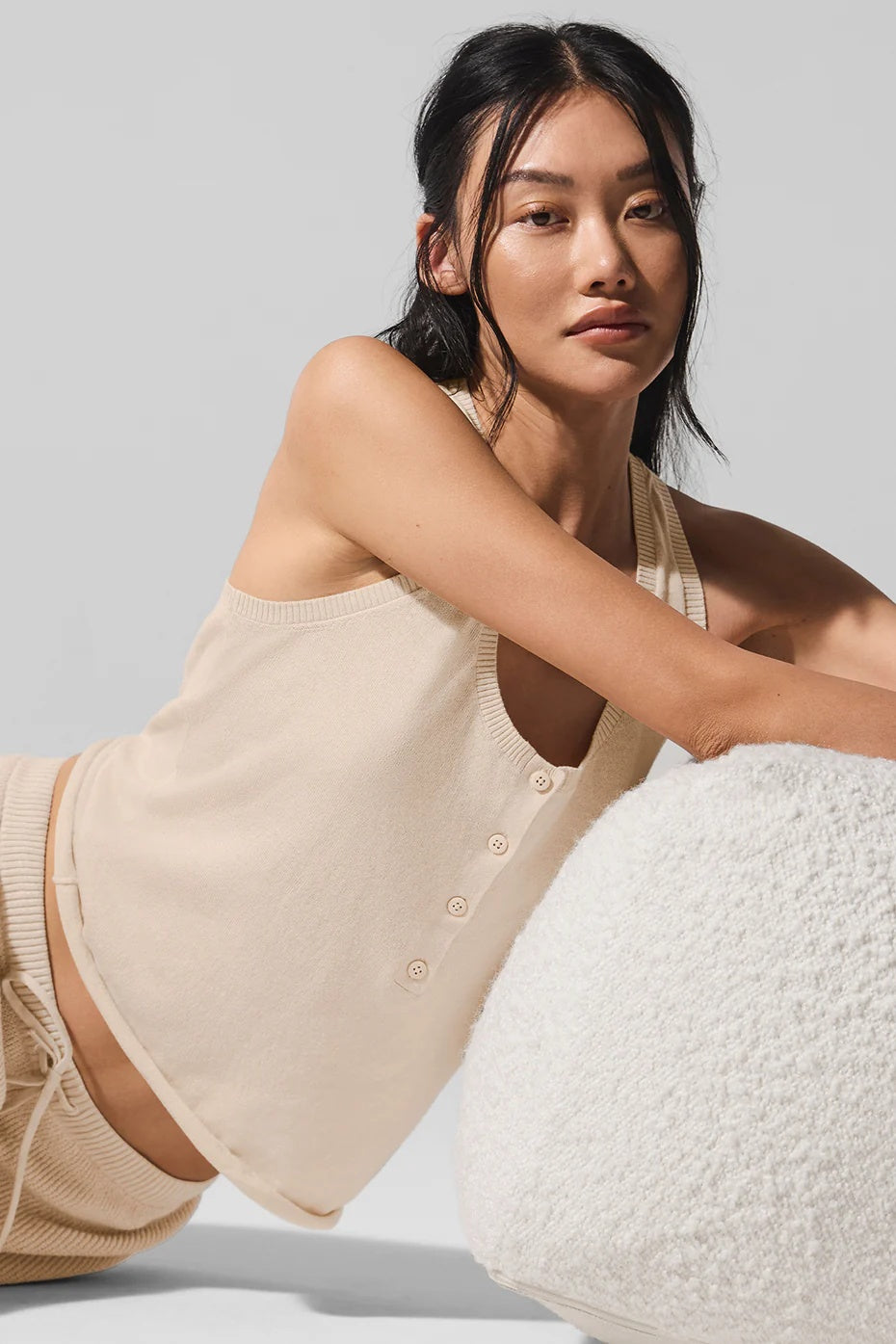 Supernatural Sweater Henley Tank - Macadamia