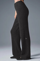 Cashmere High-Waist Plush Waffle Pant - Dark Heather Grey