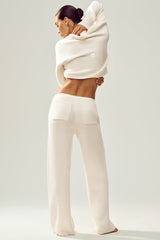 Cashmere High-Waist Northstar Straight Leg Pant - Ivory