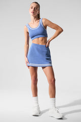 Tennis Club Sweater Knit Skirt - Crystal Clear Blue/White
