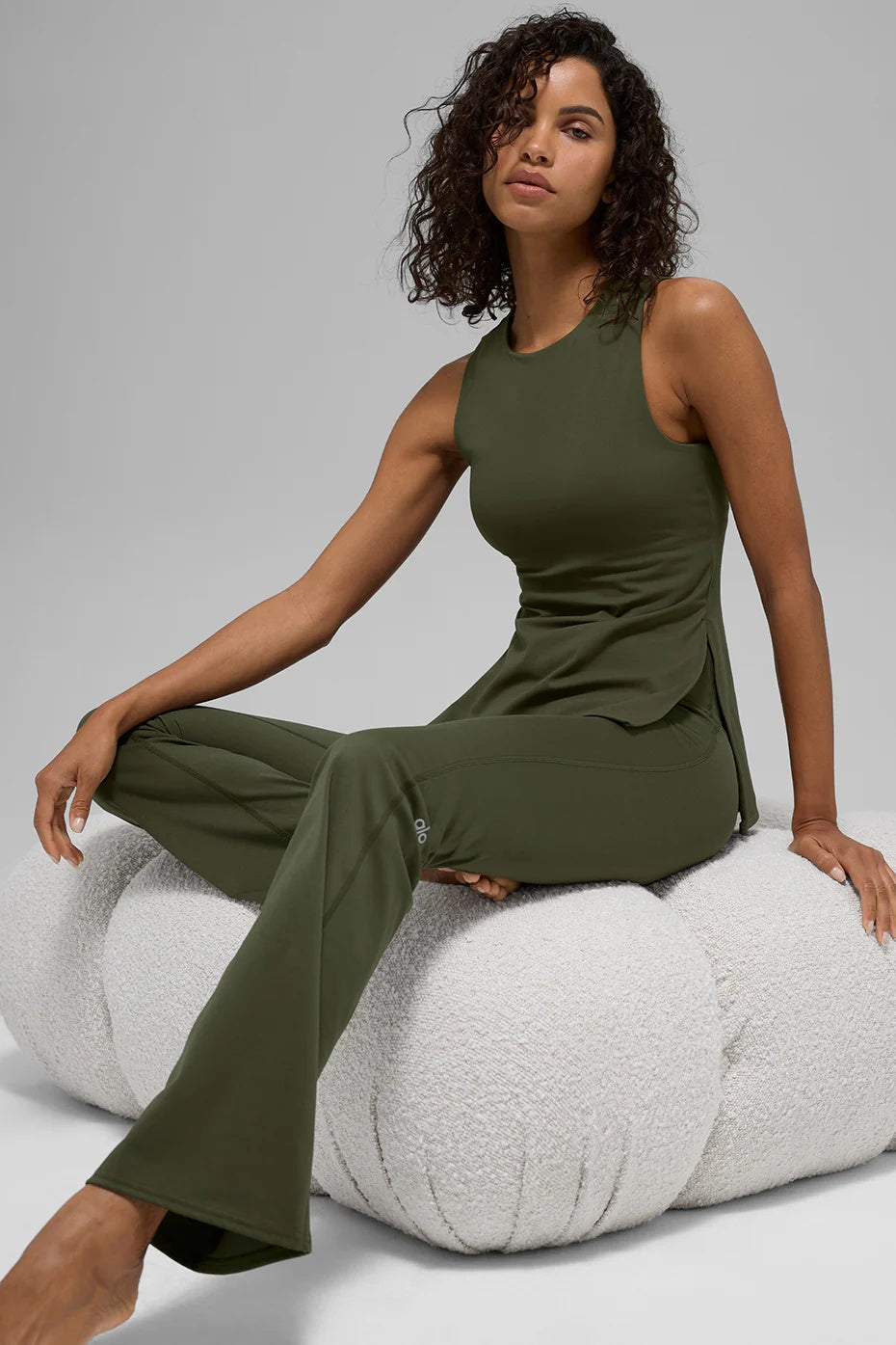 ALO Softsculpt Precision Full Length Bra Tank - Green Olive