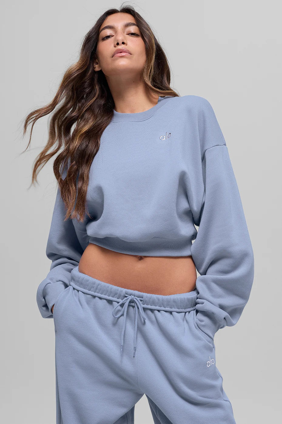 Cropped Accolade Crewneck - Winter Frost