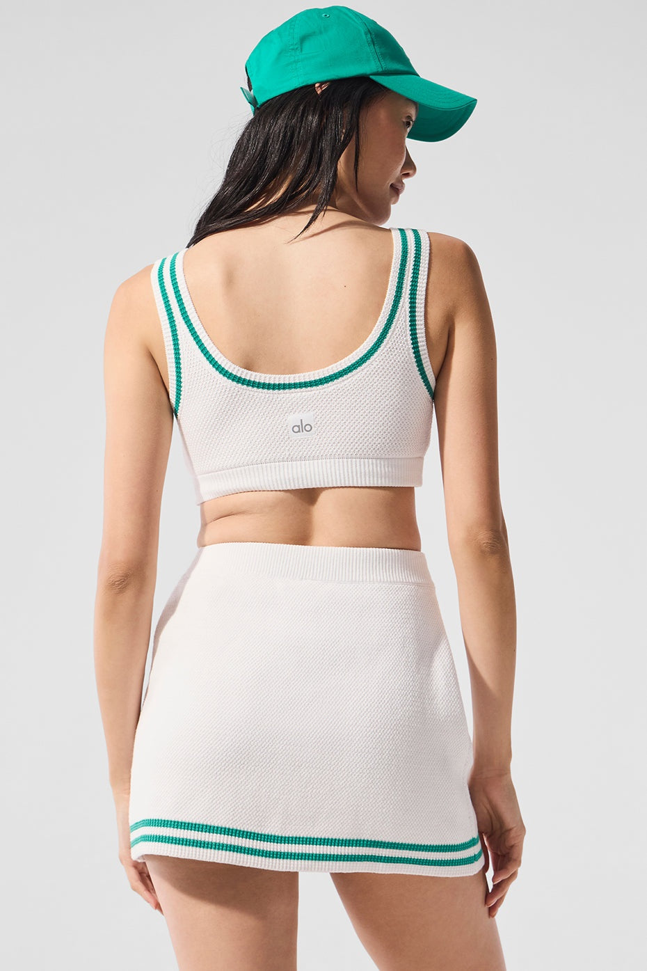 Tennis Club Sweater Knit Bra - White/Spruce Green