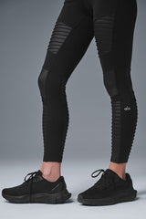 7/8 High-Waist Moto Legging - Black