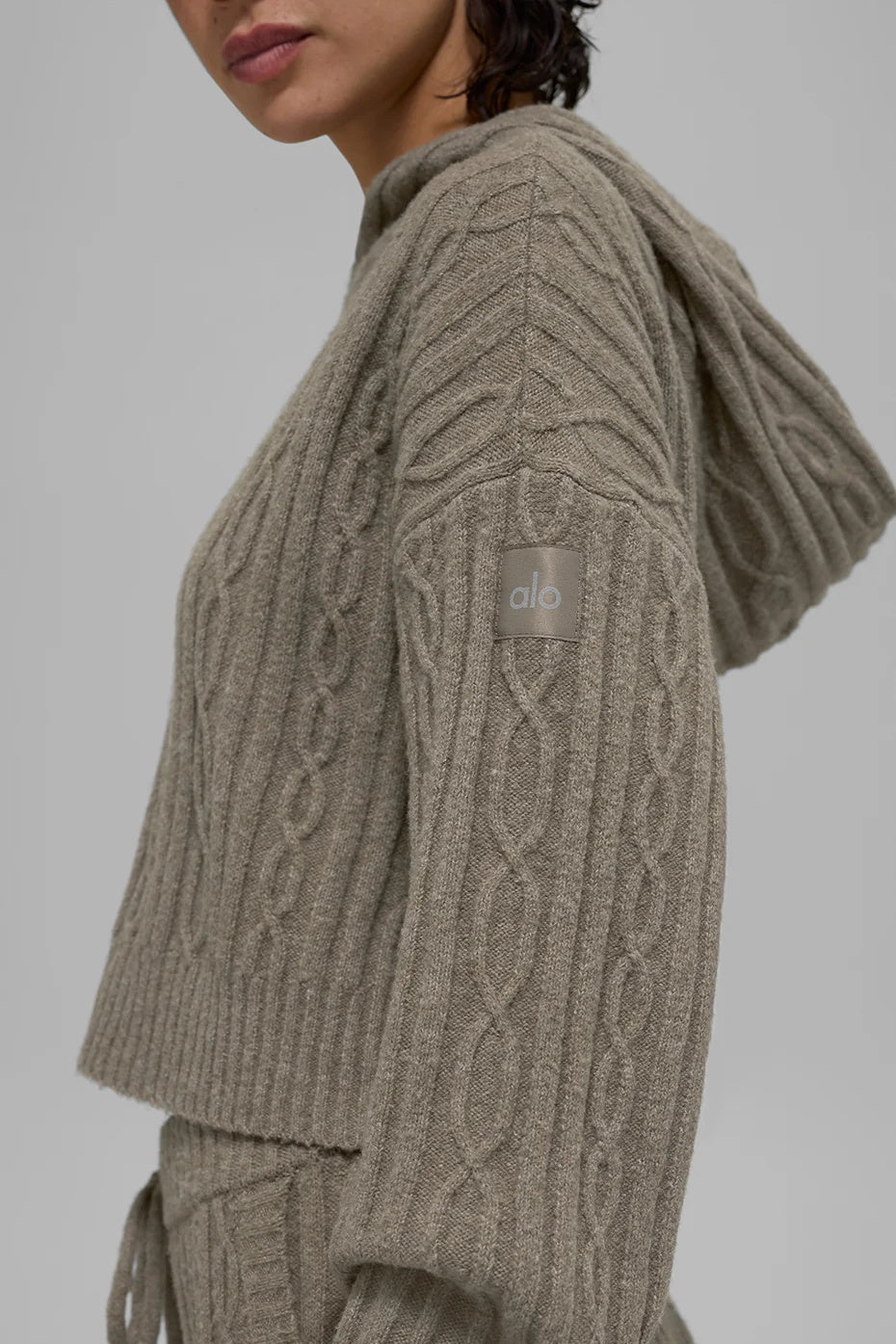 Cable Knit Winter Bliss Hoodie - Light Cocoa