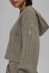 Cable Knit Winter Bliss Hoodie - Light Cocoa