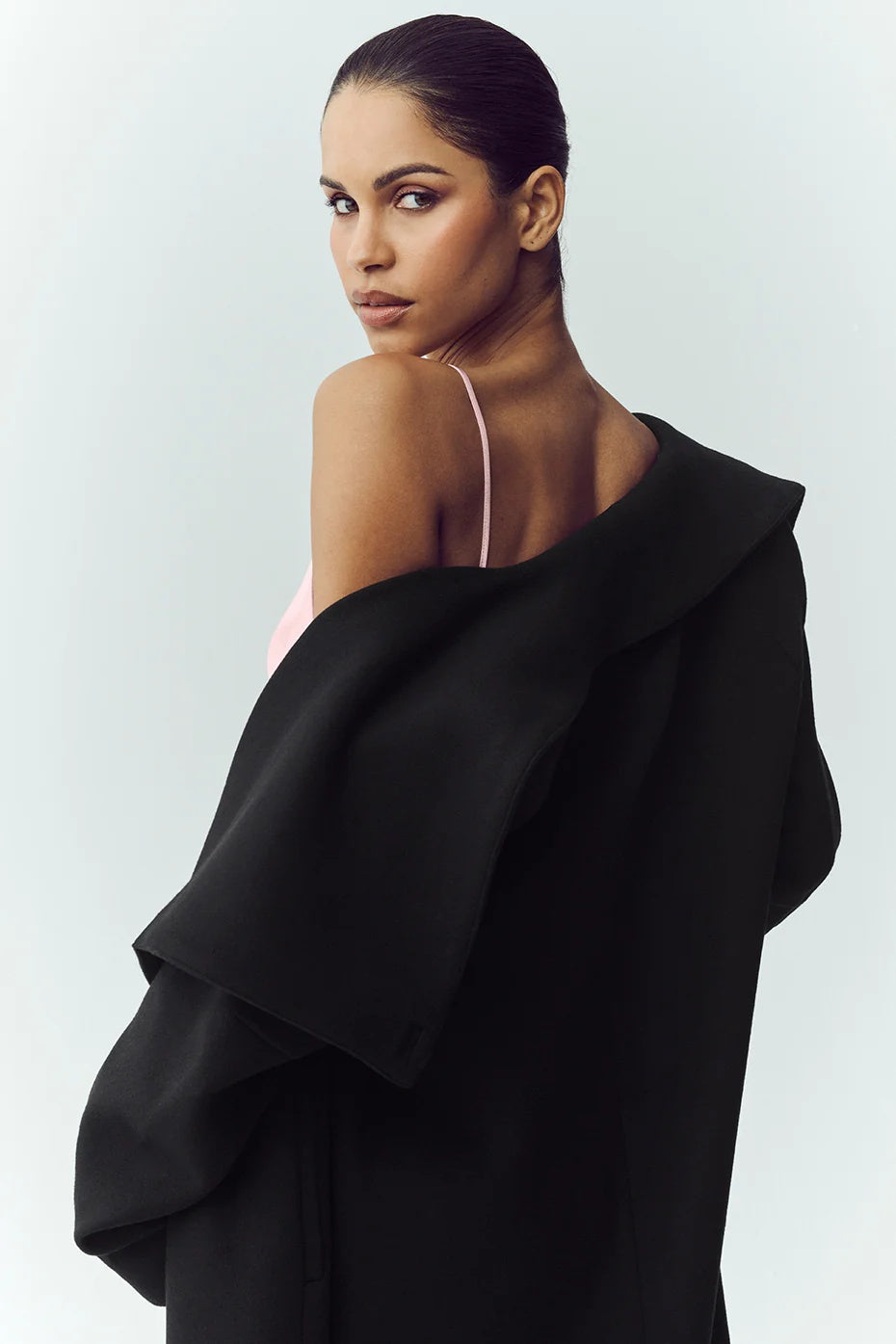 Wool Blend Nightfall Long Coat - Black