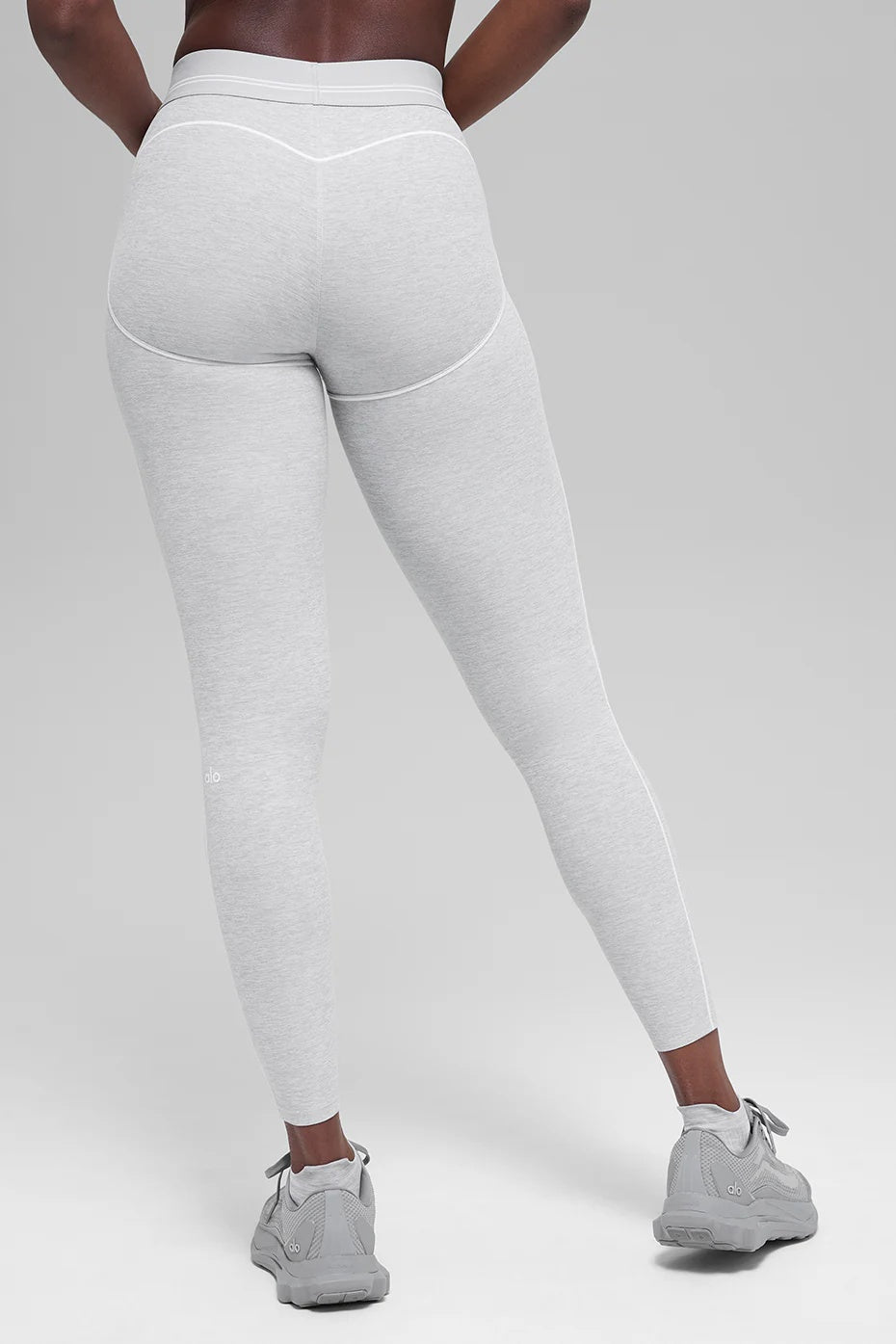 7/8 High-Waist Alosoft Heart Throb Legging - Athletic Heather Grey/White