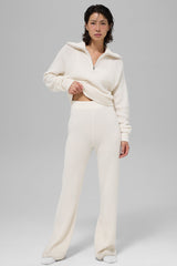 Cashmere High-Waist Plush Waffle Pant - Ivory