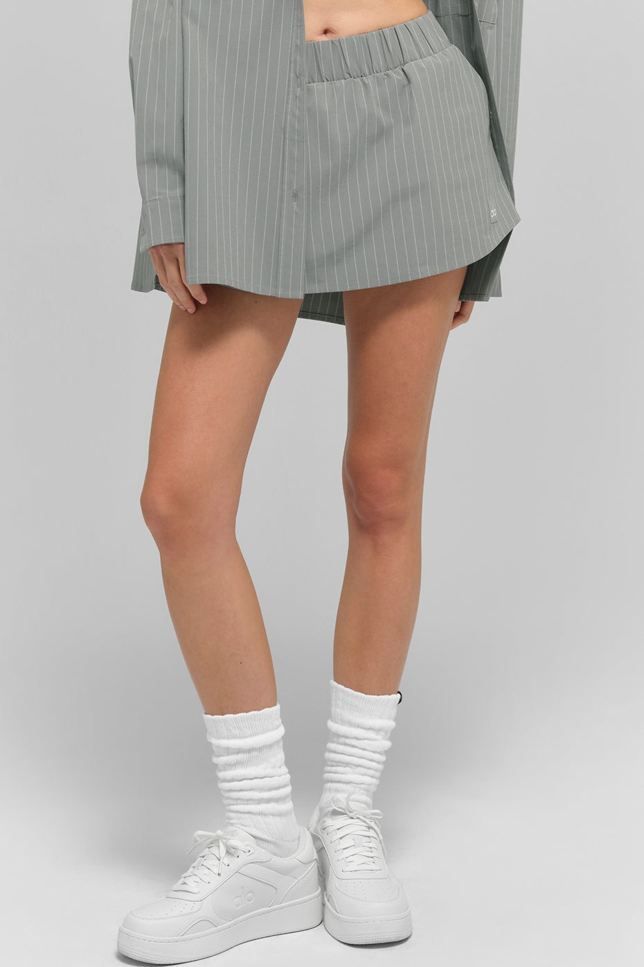 Pinstripe Daylight Mini Skirt - Lunar Grey/White