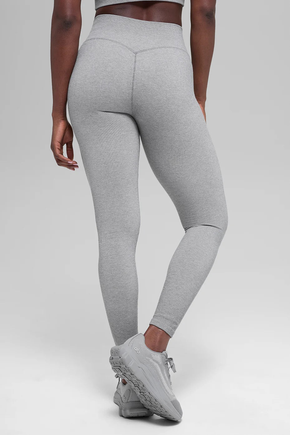 Seamless High-Waist Two Tone Rib Legging - Light Misty Grey Heather