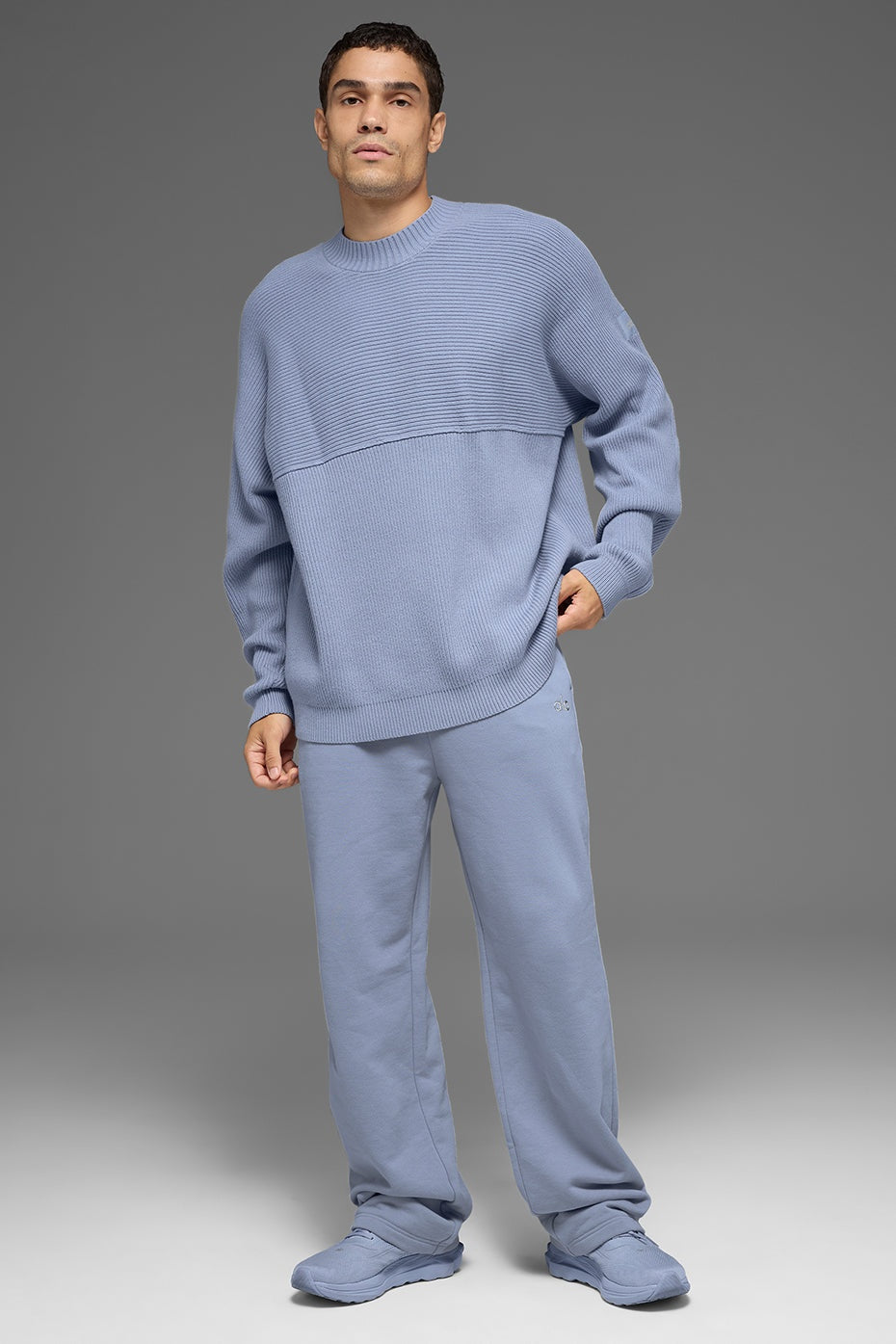 Domain Shift Rib Knit Sweater Crew - Winter Frost