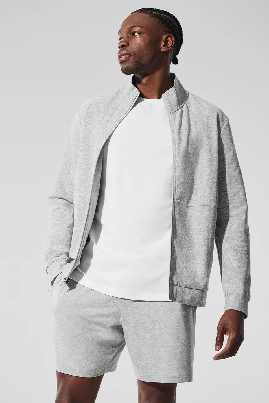 Conquer Max Mock Neck Full Zip - Athletic Heather Grey
