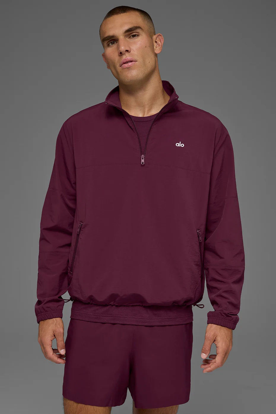 Light Weight Takeaway Track Pullover - Burgundy