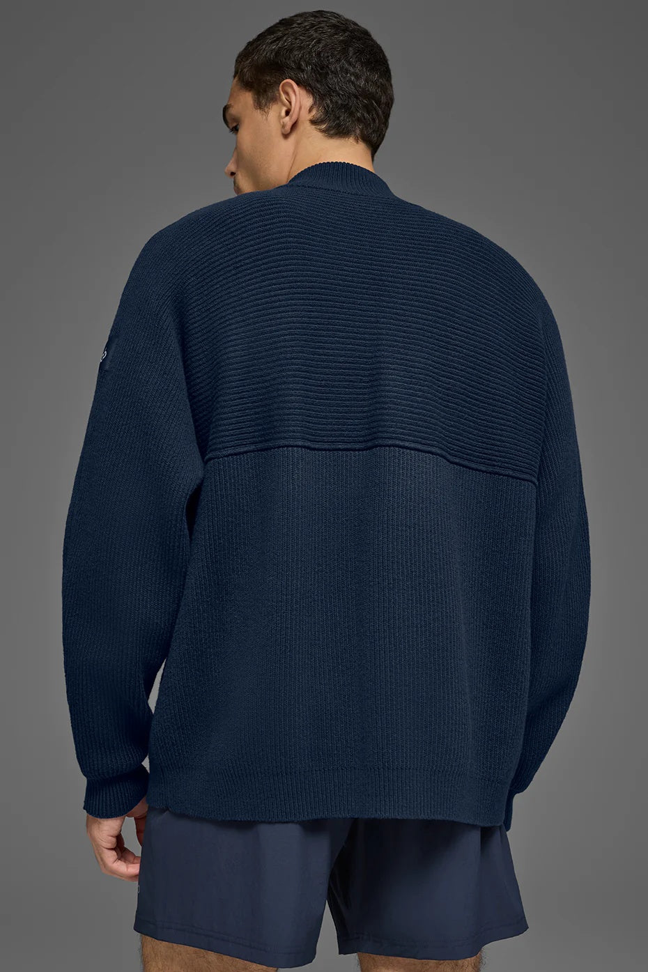 Domain Shift Rib Knit 1/4 Zip Sweater - Navy