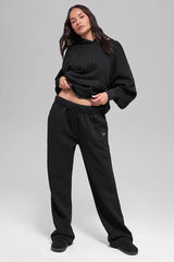 Pinstripe Straight Leg Sweatpant - Black Pinstripe