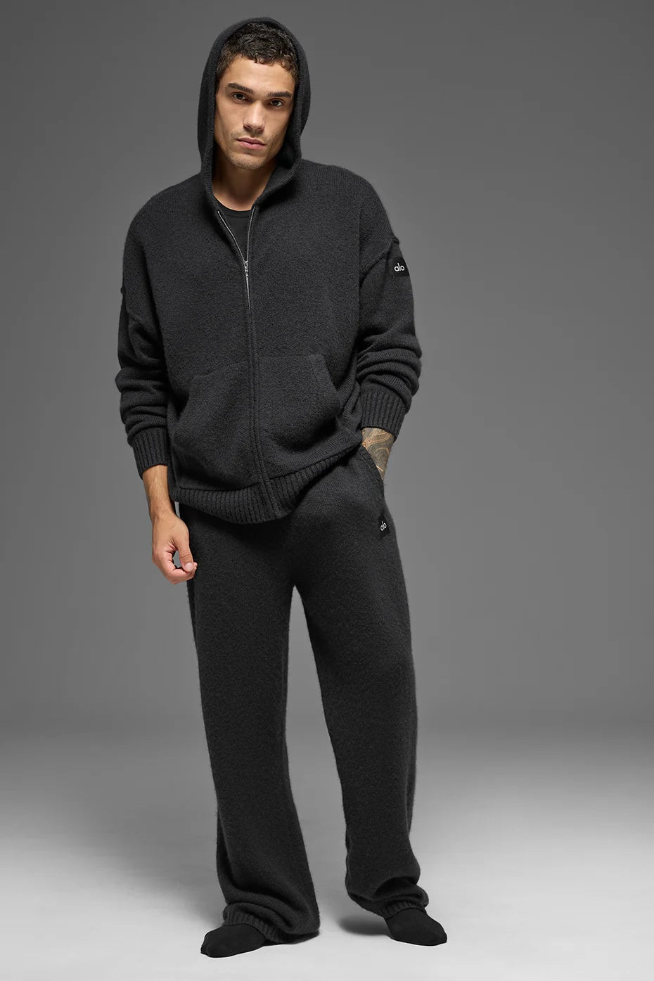 Wool Cashmere New Class Full Zip Hoodie - Black