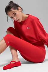 Cropped Accolade Crewneck - Bright Red