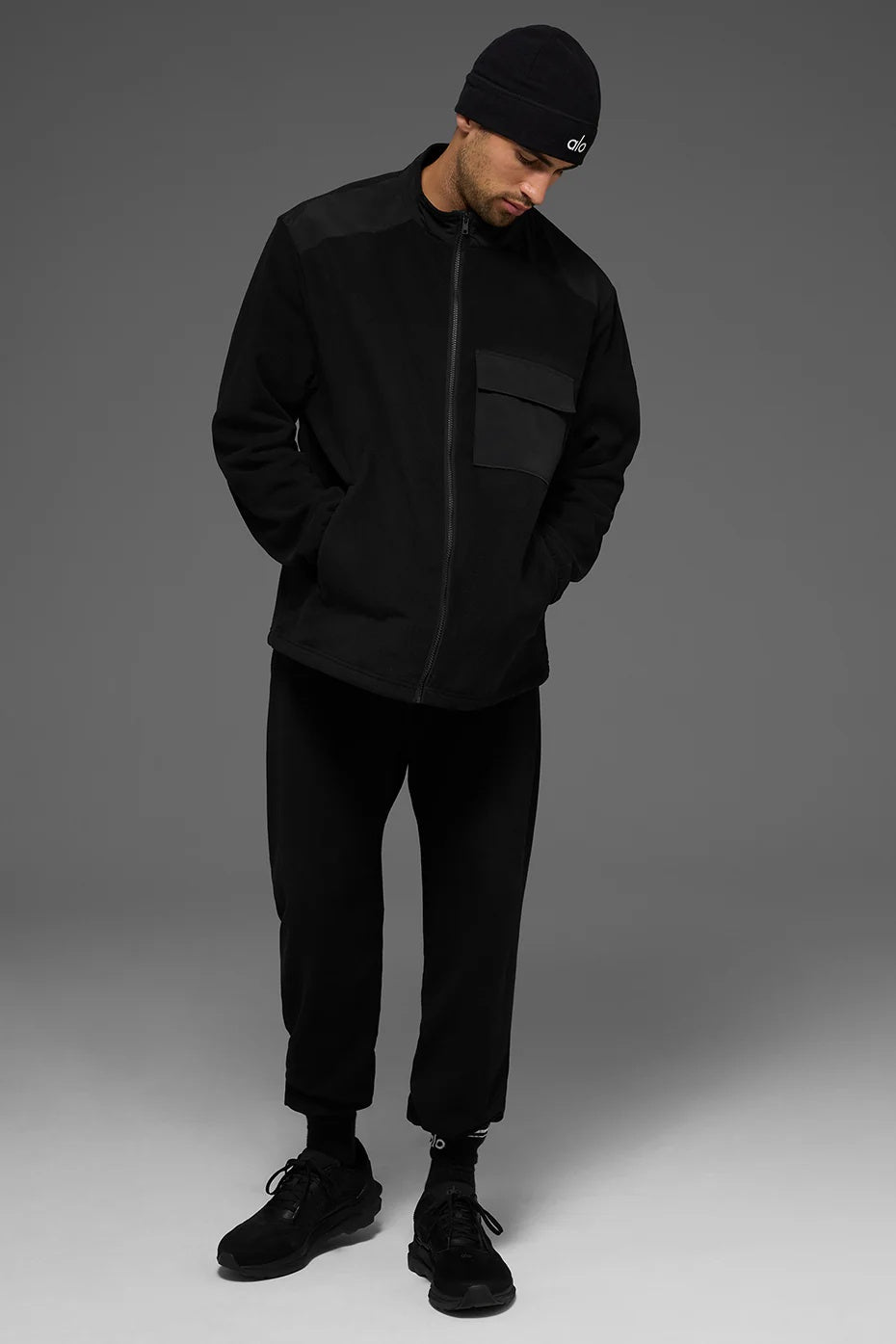 Polar Fleece Ridge Full Zip Jacket - Black